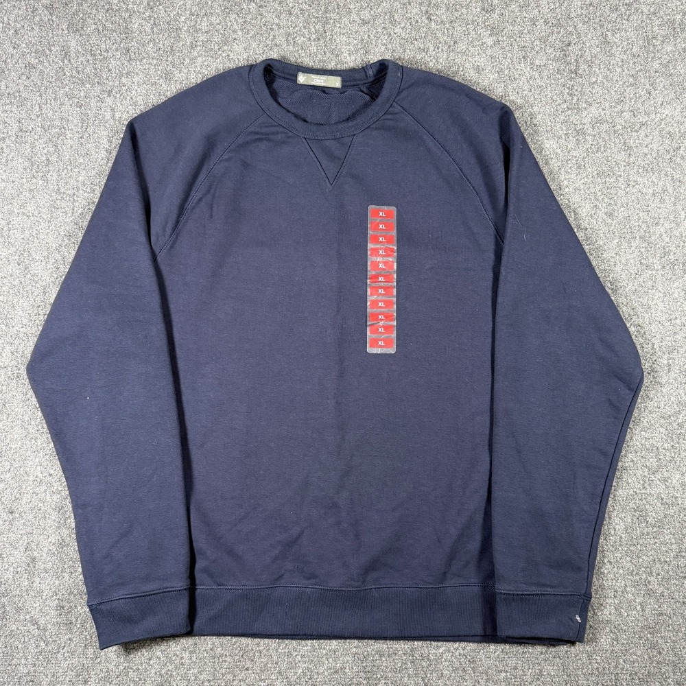 Members Mark Mens XL Navy Long Sleeve French Terry Crewneck Sweatshirt Comfy